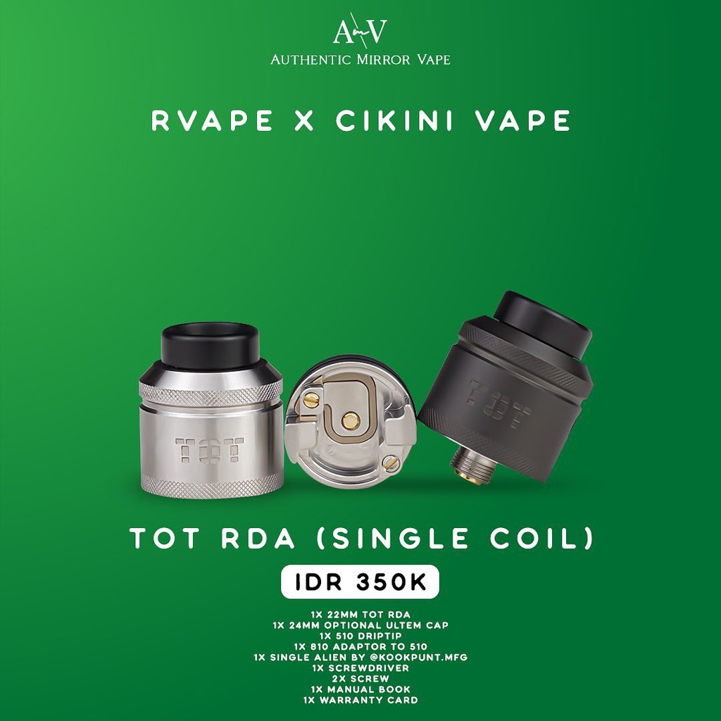 Jual ToT RDA 22MM By R-Vape x Cikini Vape 100% Authentic - AT | Shopee ...