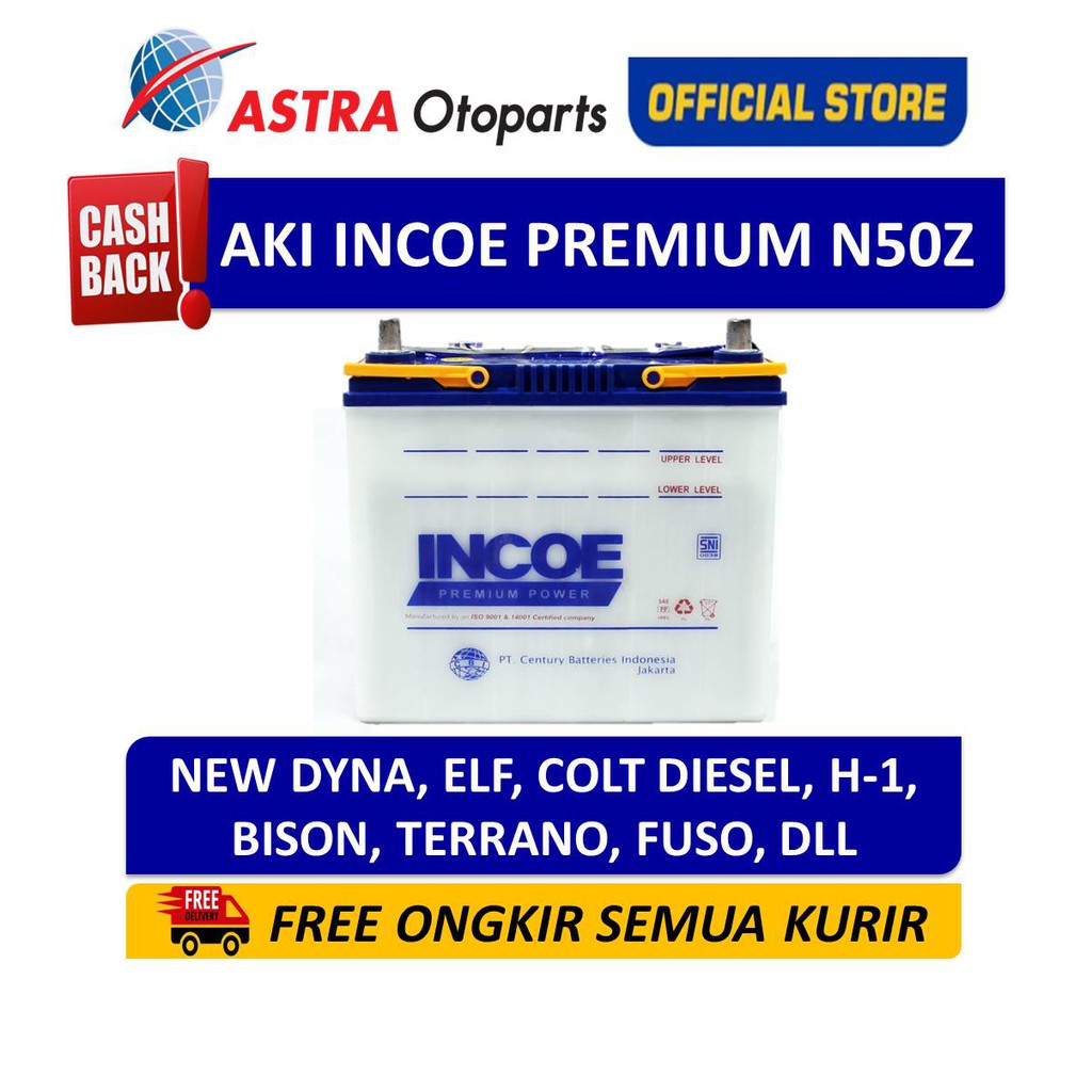 Aki Mobil Incoe Premium N50Z Dyna, Elf, Fuso, Colt Diesel INPR-N50Z