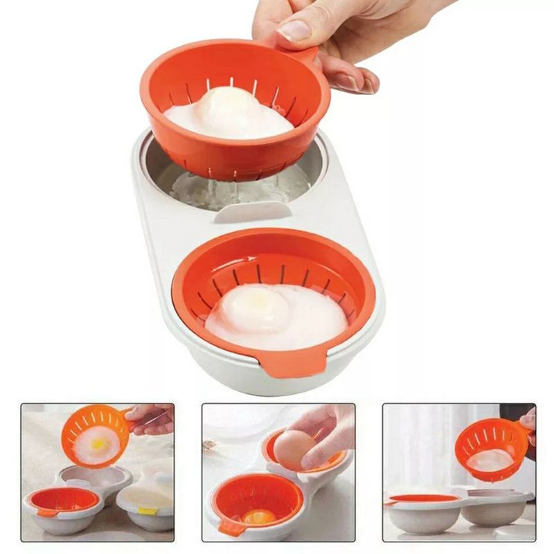 Jual MCUISINE MICROWAVE EGG POACHER M CUISINE DOUBLE POACH COOKER