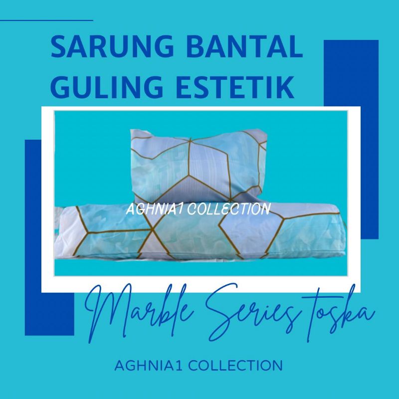 Jual Sarung Bantal Guling premium aesthetic motif marble series tosca ...