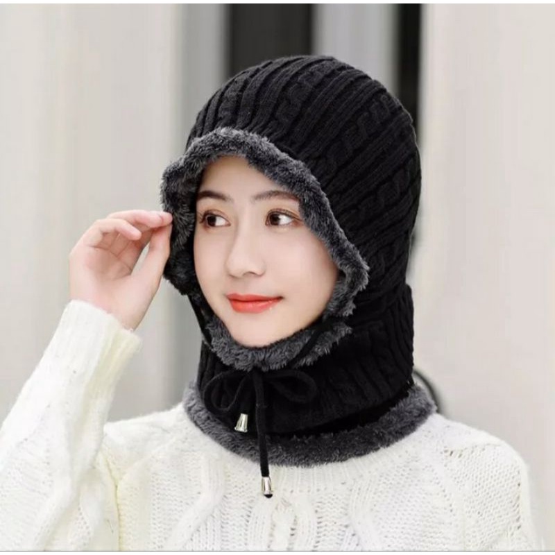 Jual Topi Balaclava Rajutan Hangat Musim Dingin Pria Wanita Syal Topi ...