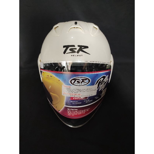 Jual Helm Tsr Half Face White Solid Shopee Indonesia