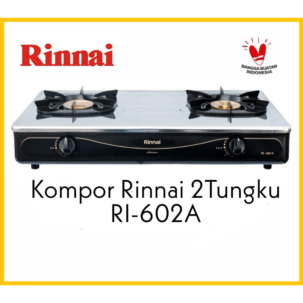 Jual Kompor Gas Rinnai RI-602A / Kompor Gas 2 Tungku RI-602A Api Besar  Warna Hitam | Shopee Indonesia