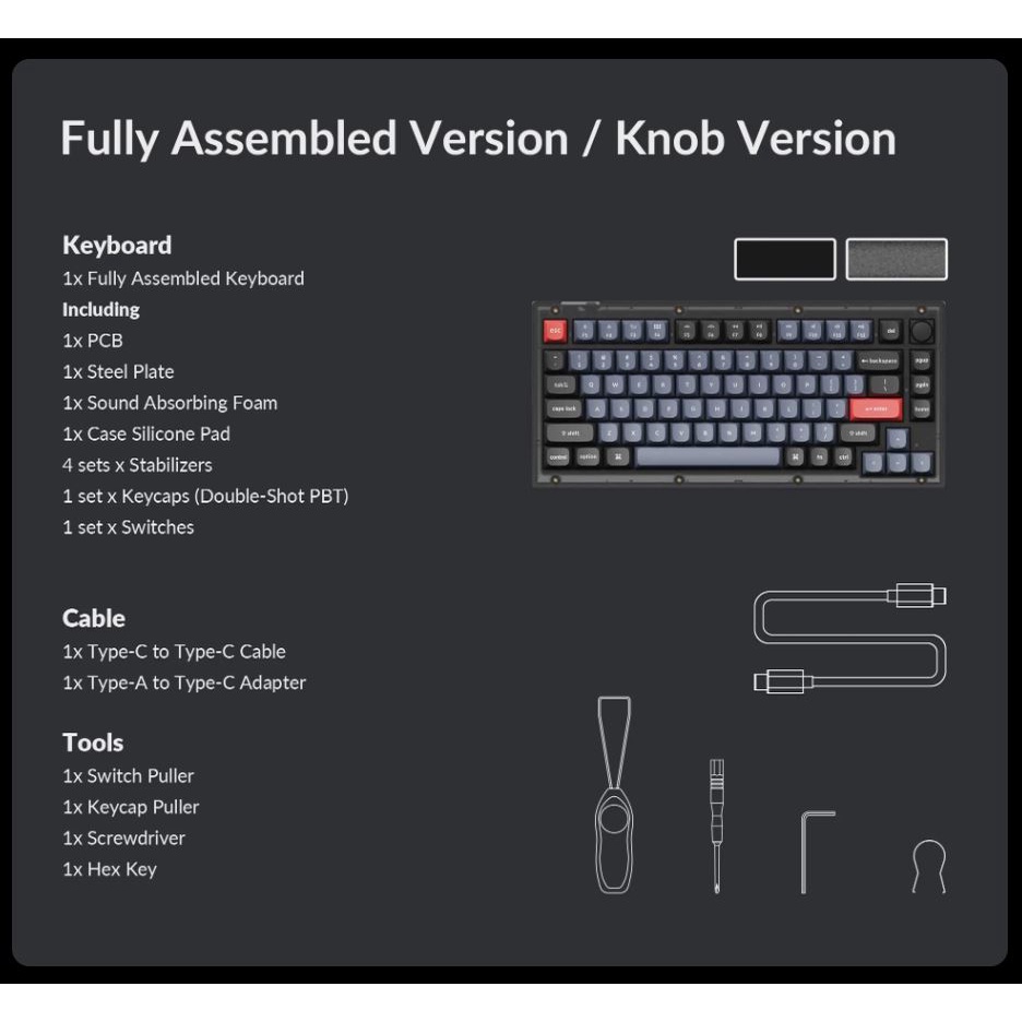 Jual Keychron V1 QMK Fully Assembled KNOB Version Custom Mechanical ...