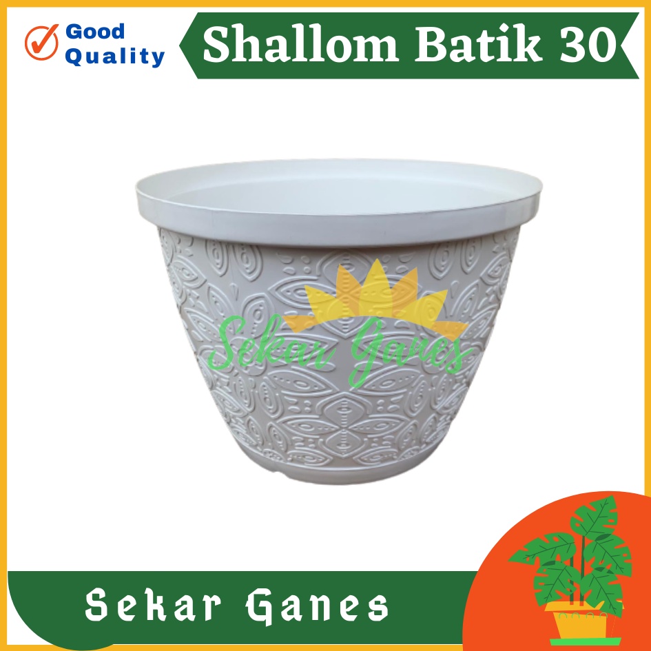 Jual TERMURAH Pot Shallom Batik 30 Putih Pot Bunga Motif Batik Timbul ...