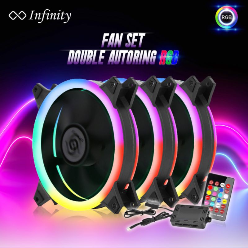 Jual INFINITY FAN DOUBLE AUTORING RGB SET ( REMOTE + MOBO SYNC ...