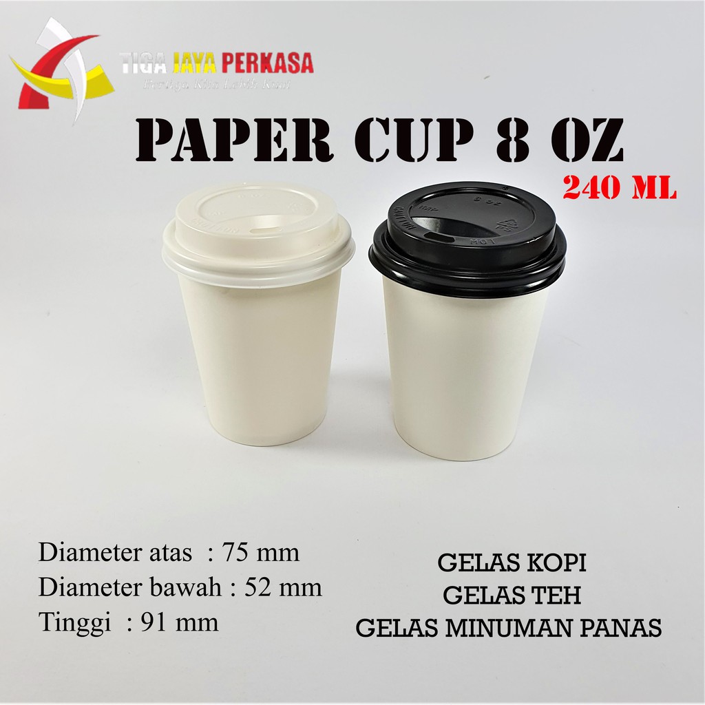 Jual Paper Cup 8 Oz Polos Gelas Kertas Gelas Kopi 240 Ml Bahan Tebal Tutup Shopee Indonesia 5354