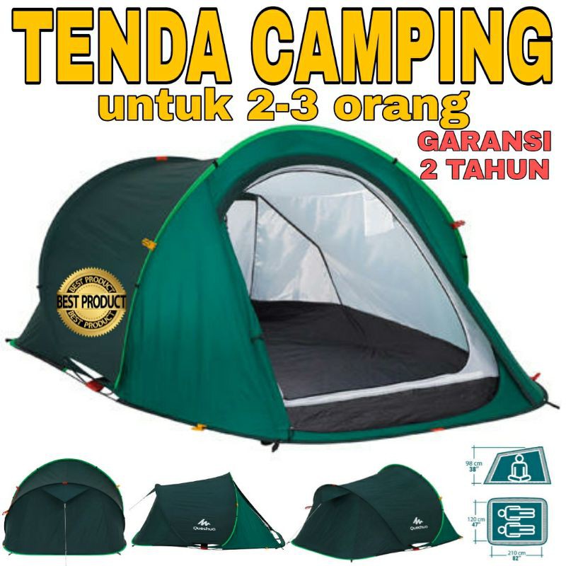 Jual TENDA CAMPING CAMP KEMPING KEMAH TENTE MUAT UNTUK 2 3 ORANG BESAR
