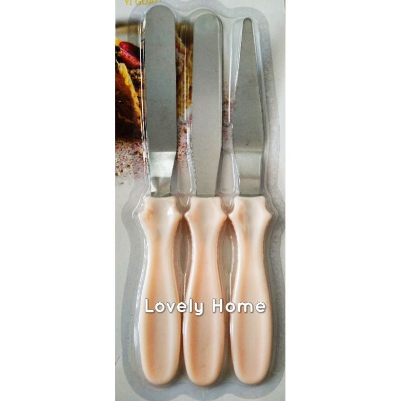 Jual 3in1 Pisau Hias Poles Kue Set Spatula Cake Palet Knife Baking