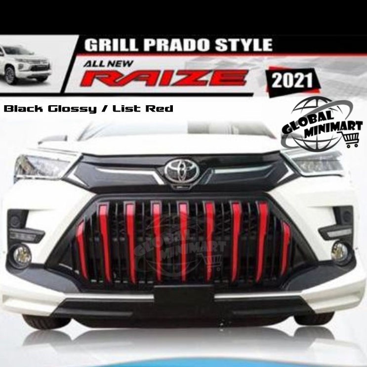 Jual GRILL PRADO HITAM LIST MERAH TOYOTA RAIZE GM | Shopee Indonesia
