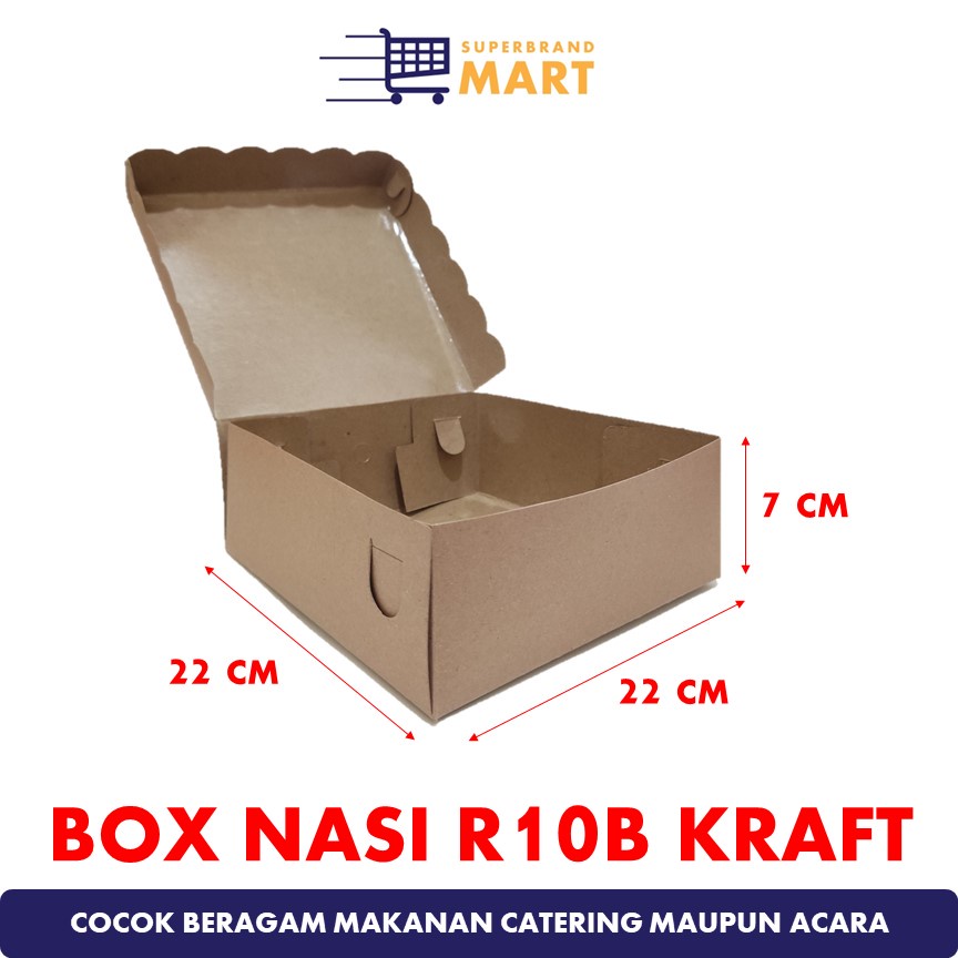 Jual Kotak Nasi Lunch Box R10B Catering Kraft Laminasi Dalam 22x22x7cm ...