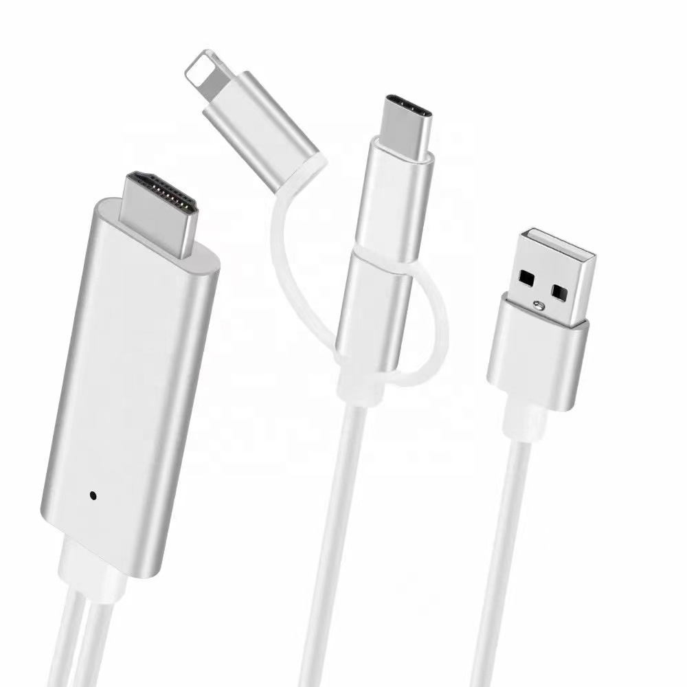 Jual Kabel HDMI 3 in 1 Micro Usb Type C Lightning HDTV Cable Android ...