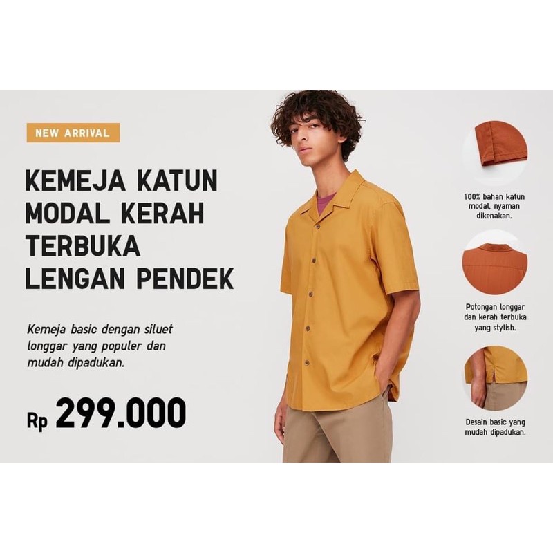 Jual UNIQLO KEMEJA KATUN MODAL KERAH TERBUKA | Shopee Indonesia