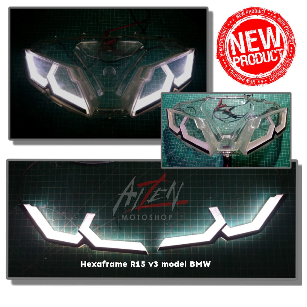 Jual Hexaframe R15 v3 Model BMW, frame DRL r15 v3 model BMW | Shopee ...