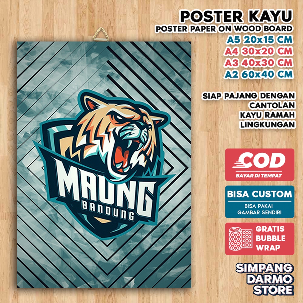 Jual Poster Kayu Persib Bandung Viking Berbagai Ukuran Foster Bola Club Negara Fifa Pes Foster