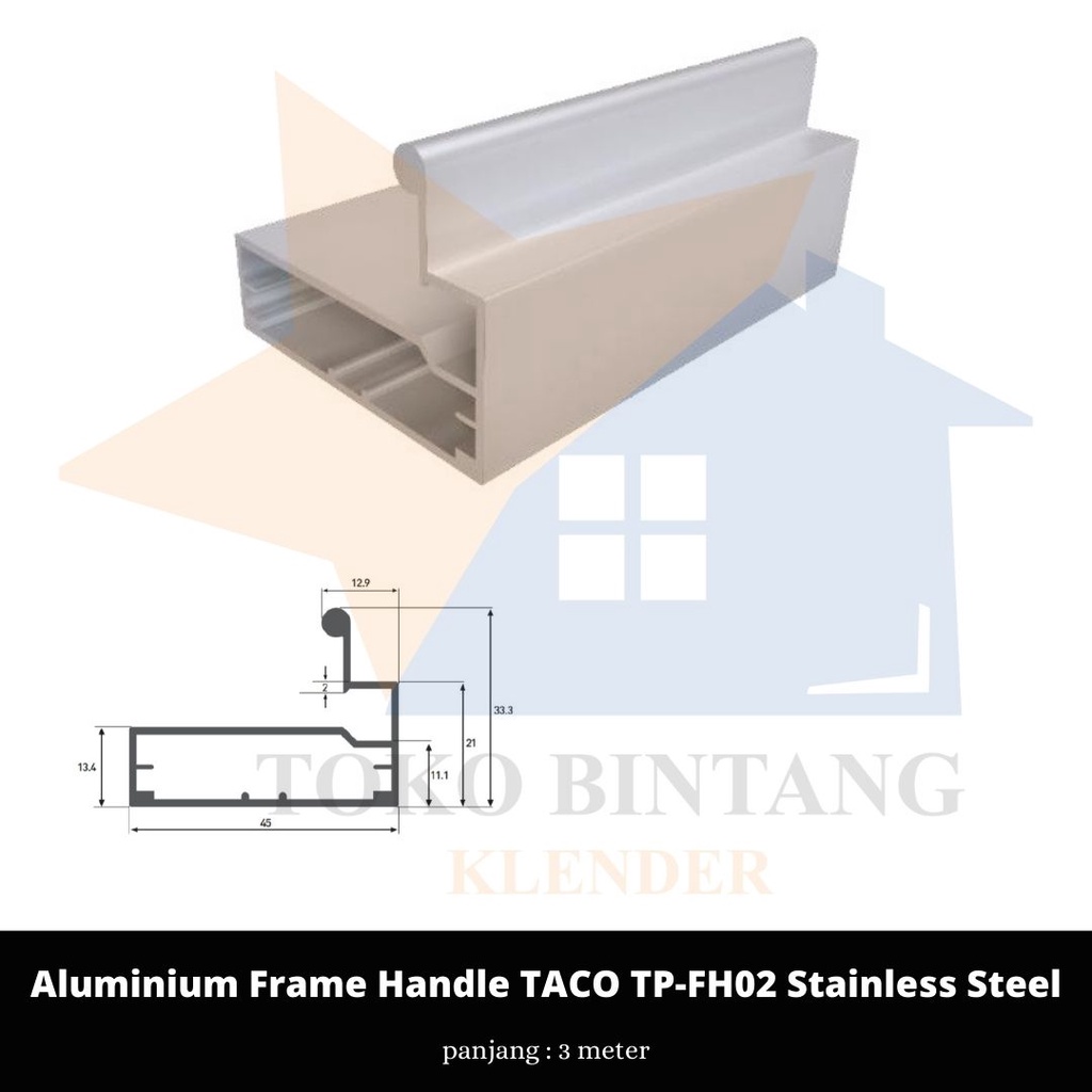 Jual Aluminium Frame Handle TACO TP-FH02 Stainless Steel | Shopee Indonesia