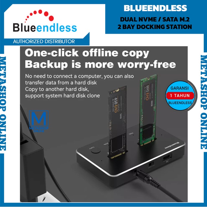 Jual Blueendless Docking Station 2 Bay Dual NVME NGFF SATA SSD M.2 USB ...