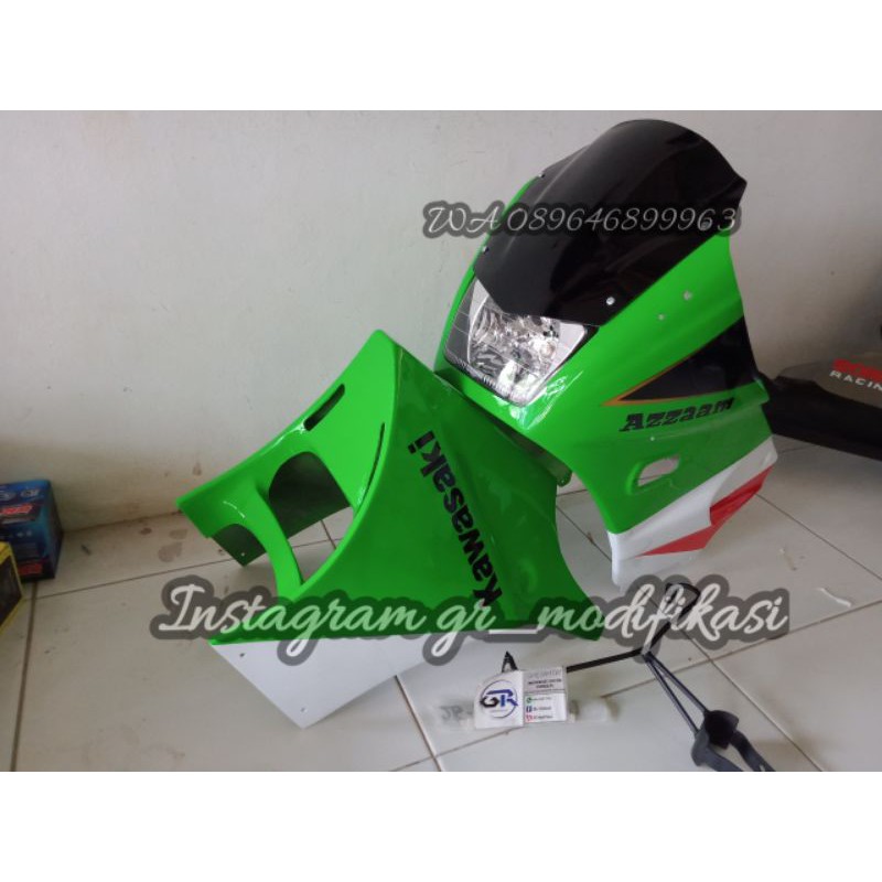 Jual Fairing ssr ninja r / ss dan sambungan bawah/fairing depan set ...