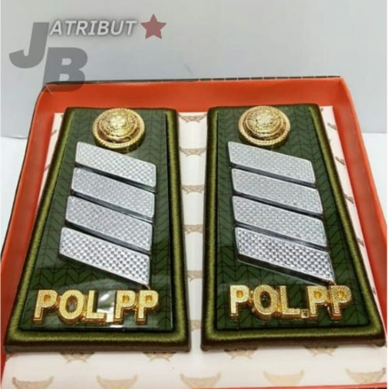 Jual pangkat pol pp PDH 2C mika kilap lis bordir | Shopee Indonesia