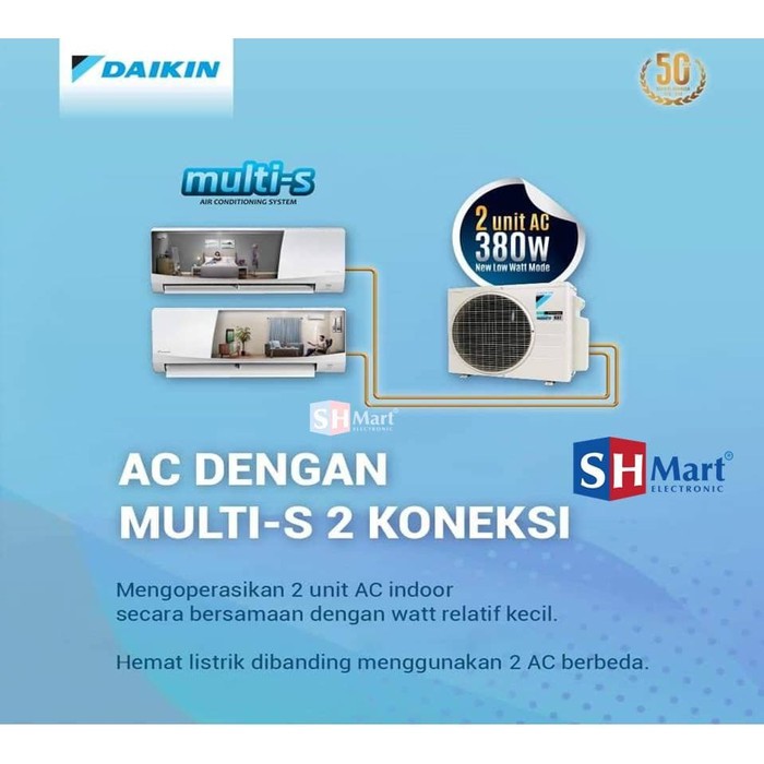 Jual AC DAIKIN MULTI S 2 KONEKSI BARU 2MKC20RVM MKC20 1/2 PK + 3/4 PK ...