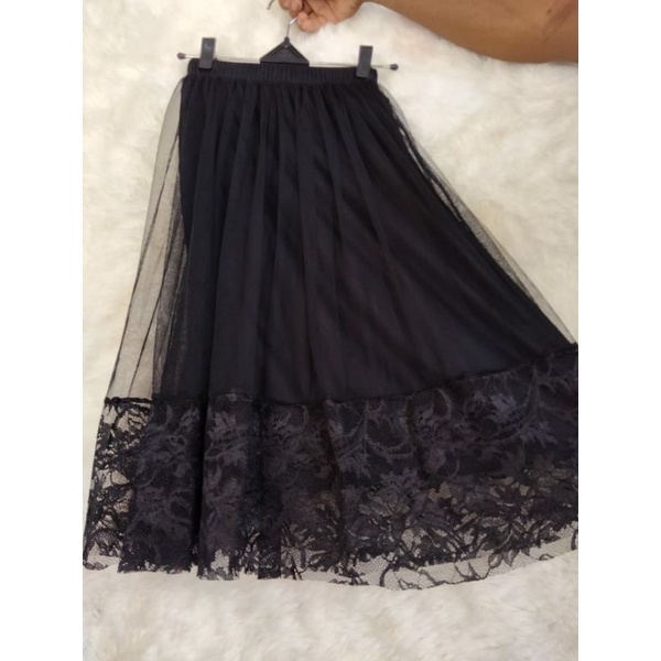 Jual Rok Tutu Tile Mix Brokat Renda Bawah Remaja Dewasa Warna Hitam ...
