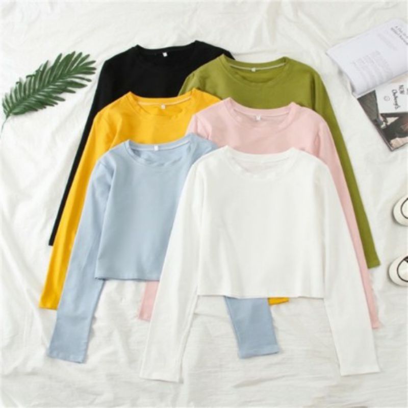 Jual Sweater Crop Basic Crop Top Lengan Panjang Crop Top Basic
