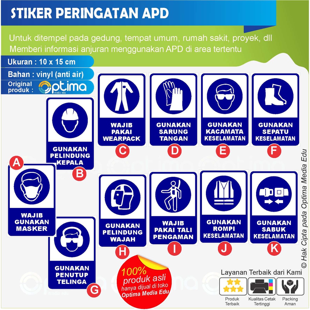 Jual STIKER PERINGATAN / ANJURAN / WAJIB PAKAI APD (ALAT PELINDUNG DIRI ...