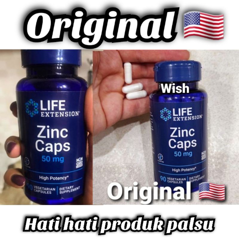 Jual Life Extension Zinc Caps 50 mg High Potency isi 90 Vegetarian