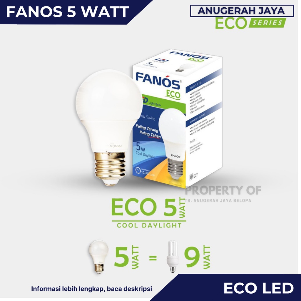 Jual Fanos Eco Lampu Led T Bulb Watt Putih White Shopee Indonesia