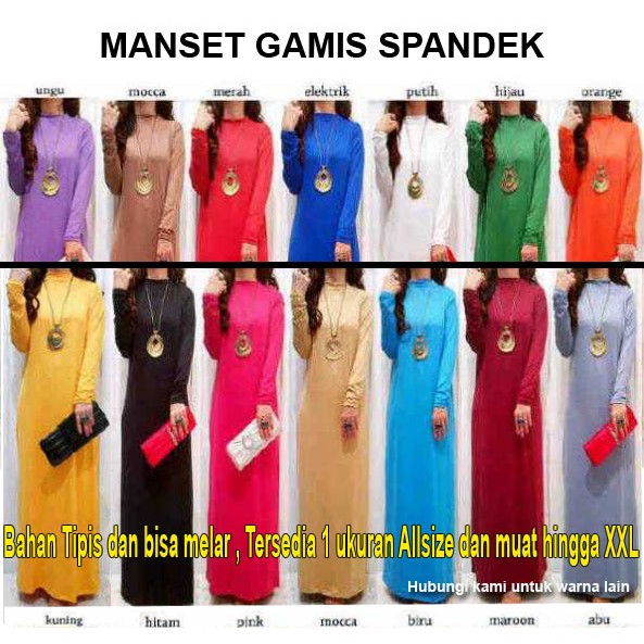 Jual Manset Gamis Spandek Lengan Panjang Wanita Untuk Inner Atau