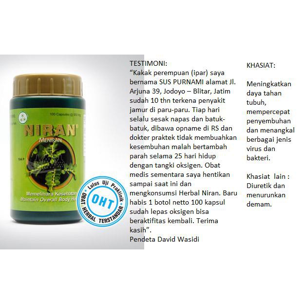 Jual NIRAN 60 KAPSUL OBAT HERBAL TERSTANDAR UNTUK GANGGUAN FUNGSI HATI ...