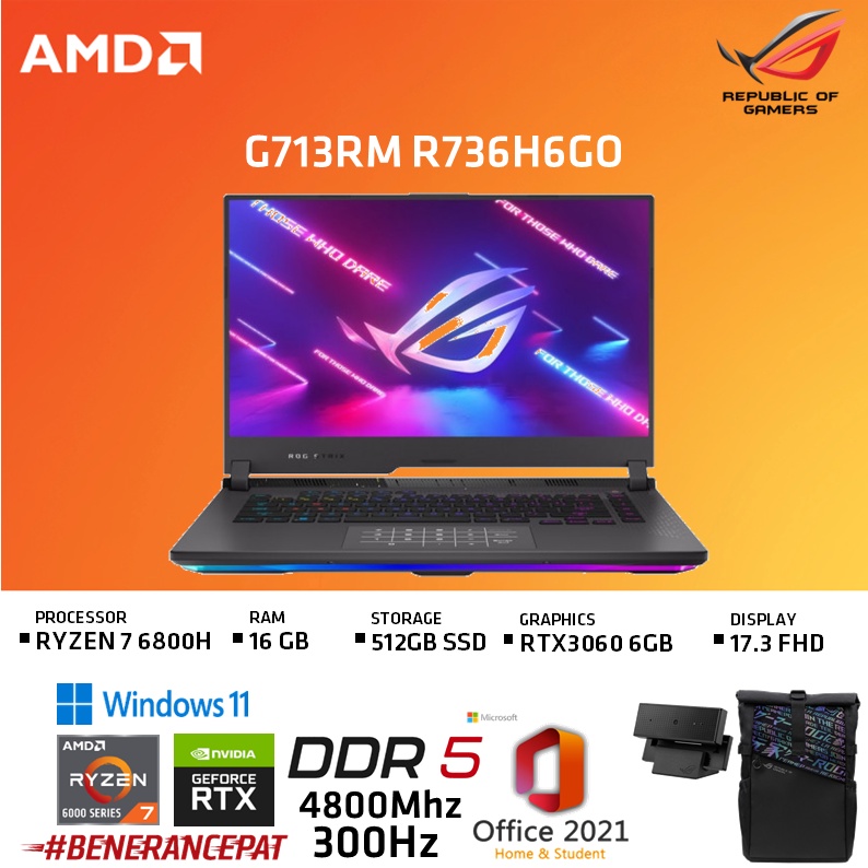 Jual ASUS ROG STRIX G17 G713RM - RYZEN 7-6800H 16GB 512G RTX3060 360Hz ...