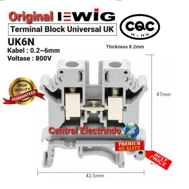 50Pcs Blue UK6N DIN Rail Terminal Blocks - 8‑20 AWG, 57A 800V For Electrical Panels, Solar Systems & CNC 4 thumbnail image