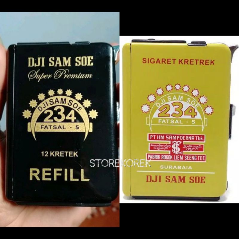 Jual tempat rokok plus korek Api motif Dji sam Soe hitam | Shopee Indonesia