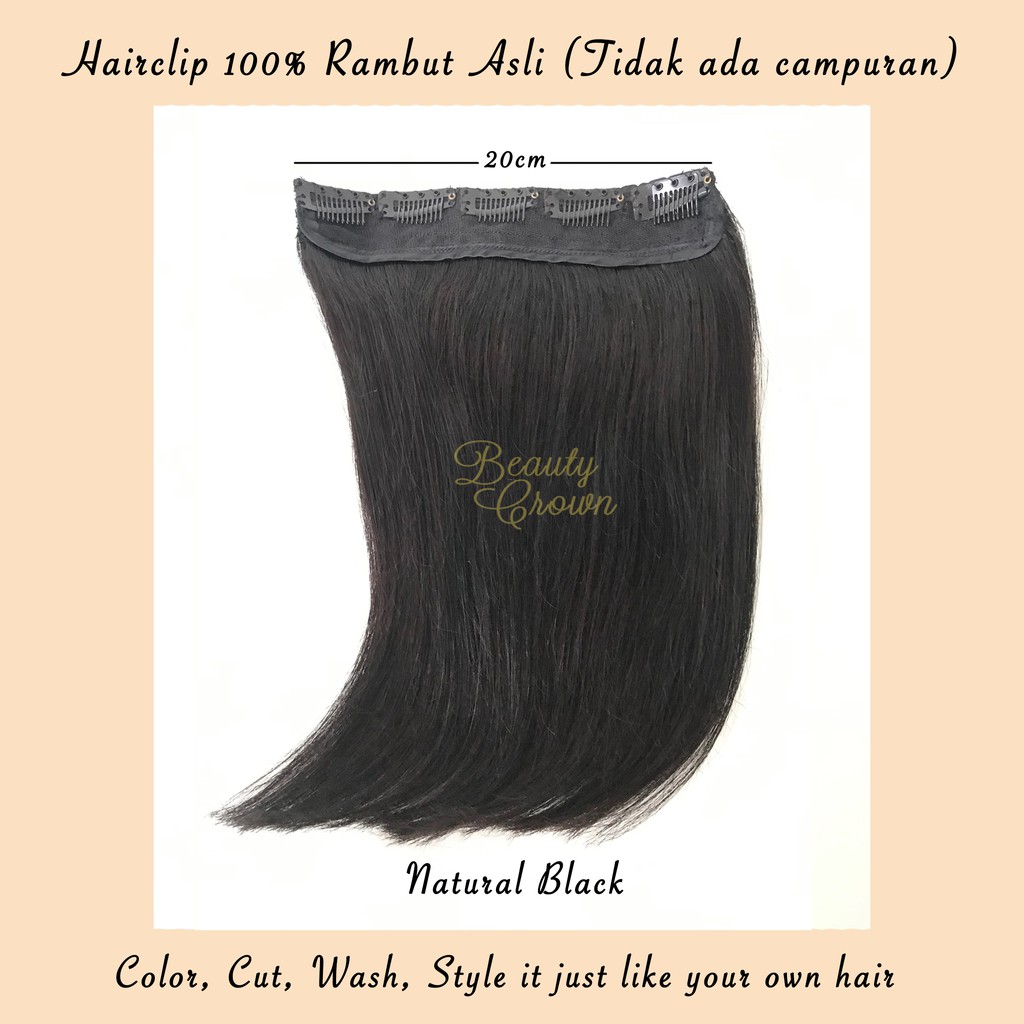 Jual Hairclip Rambut Asli Hair Extension Lebar 20cm 100% Human Hair ...