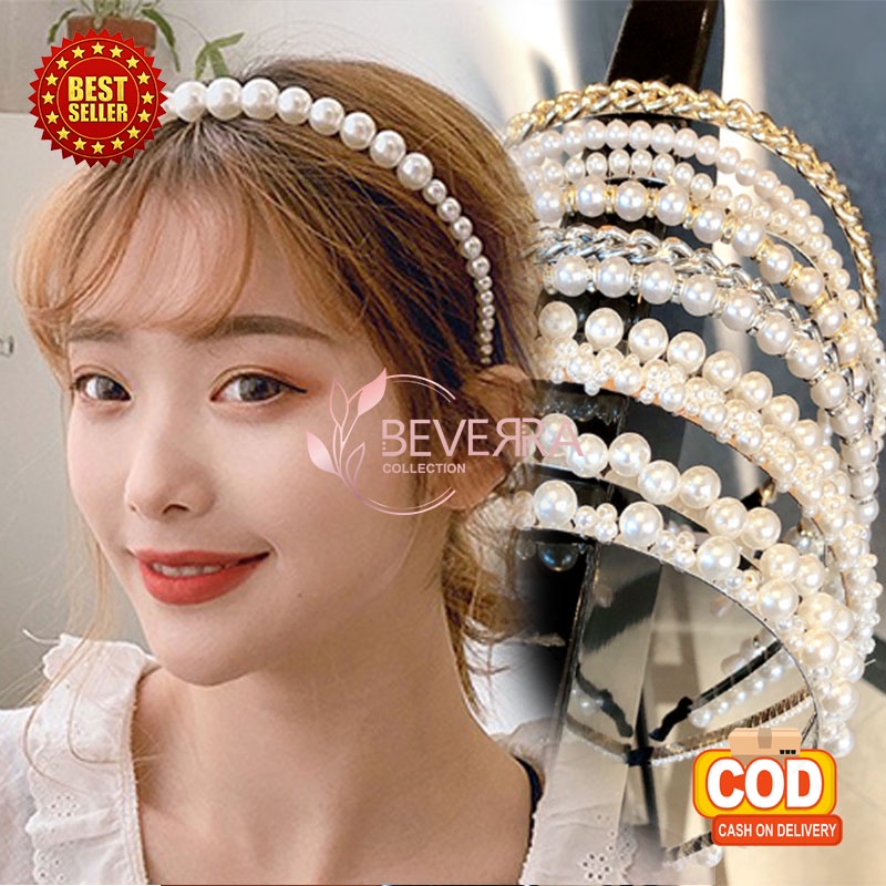 Jual Bando Korea Perempuan Dewasa Motif Pearl Mutiara Bandana Fashion Wanita Aksesoris Hiasan 