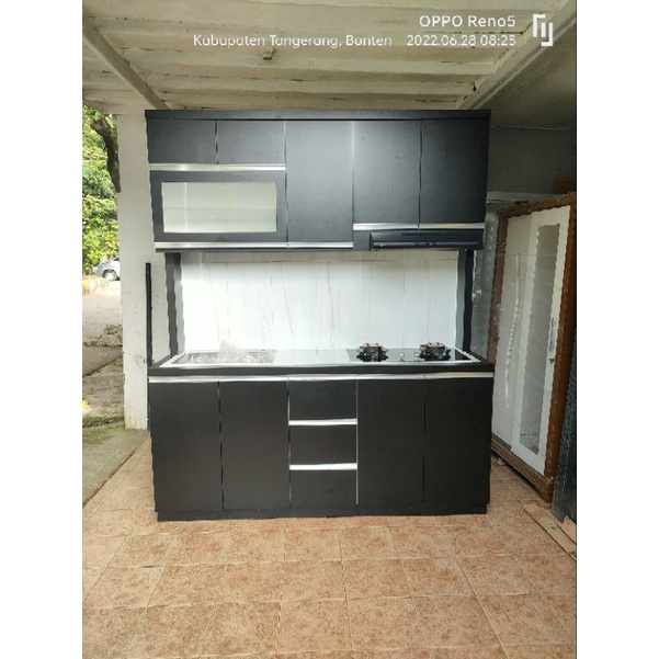 Jual kitchen full set wastafel kompor cooker hood rak piring | Shopee ...