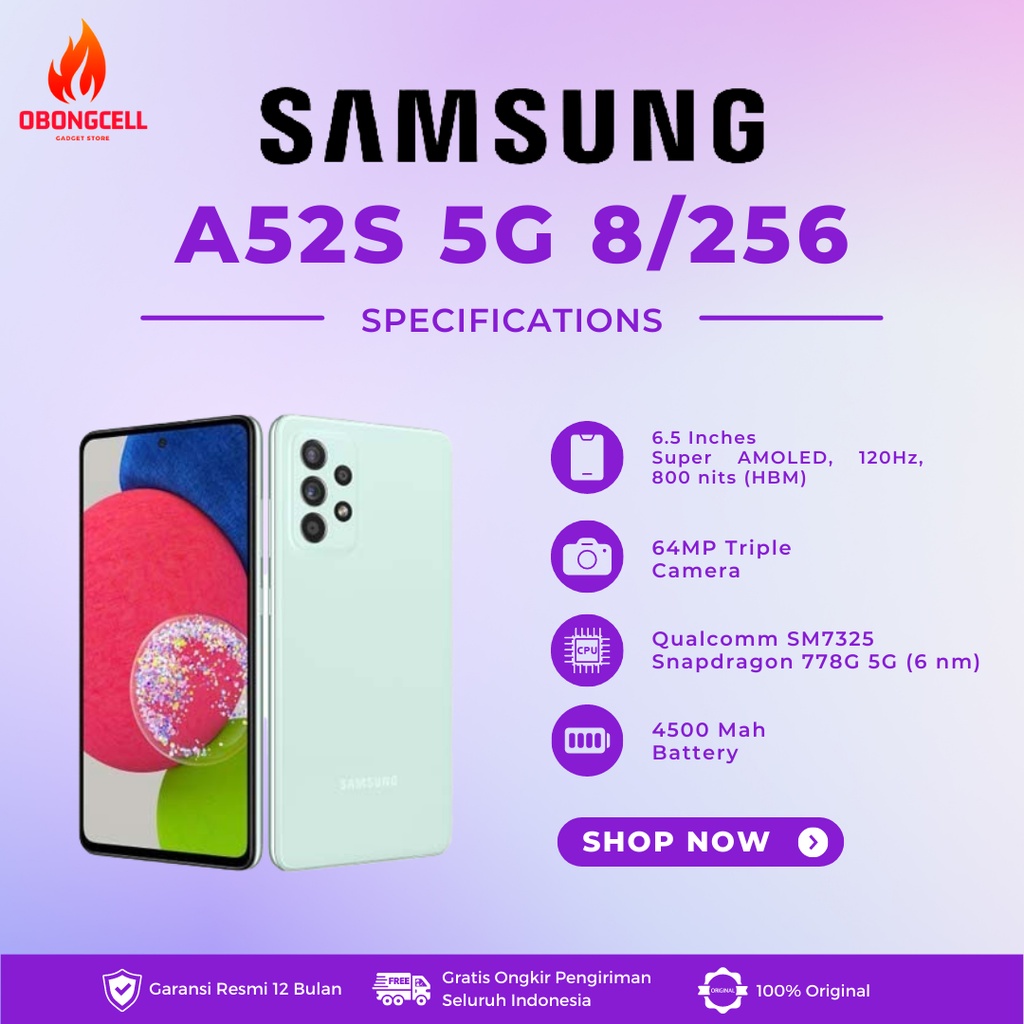 Jual Samsung Galaxy A52S 5G 8/256 GB Garansi Resmi 1 Tahun | Shopee ...