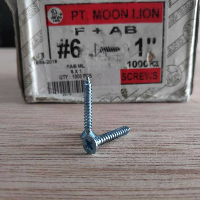 Jual Sekrup Skrup Tapping F + AB Kepala Rata, 6 x 1 Inch (2.5 cm), Isi ...