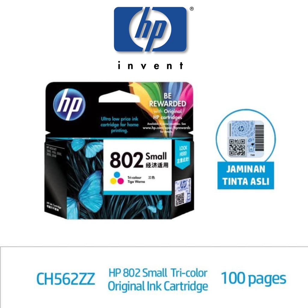 Jual HP ink Catridge 802 Small Colours | Warna Advantage Untuk Tinta ...