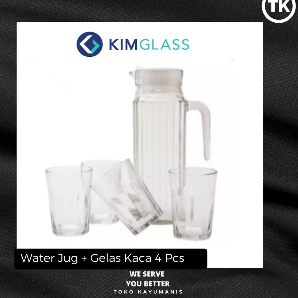 Jual Kimglass Teko Set 4 Gelas Kaca Water Jug Set Pitcher Set Art 2720 Shopee Indonesia 6137
