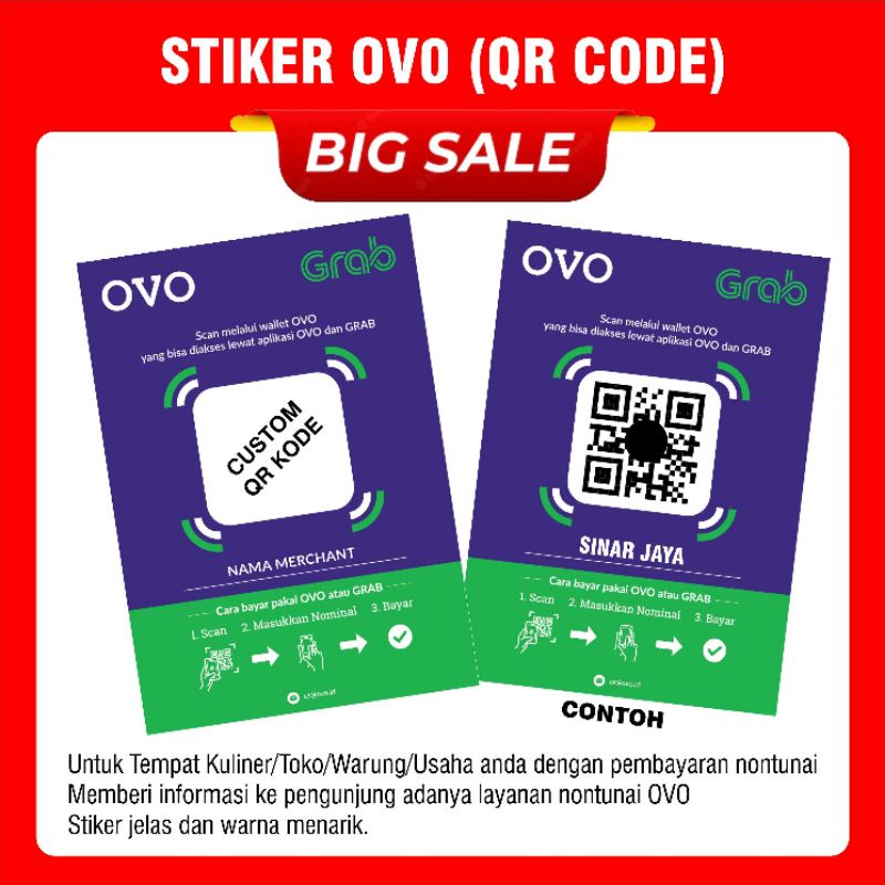 Jual Stiker OVO QR CODE Custom Vinyl Shopee Indonesia