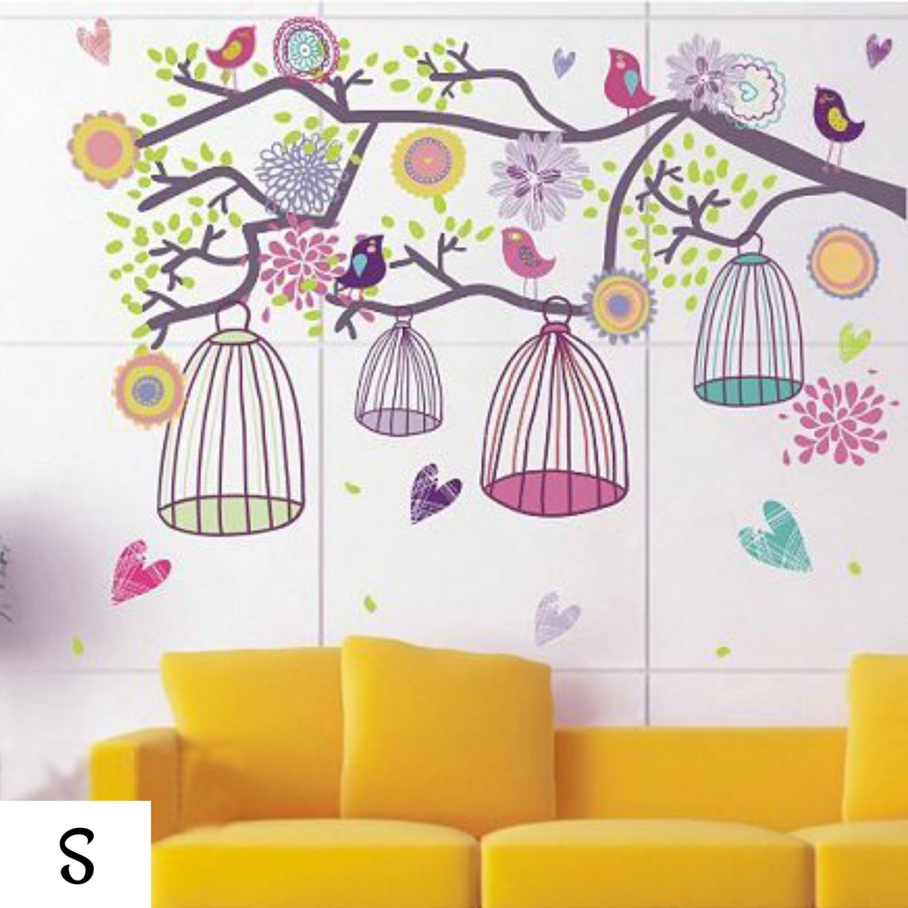 Jual Reliza Wall Stiker Sangkar Ranting Bunga Branch Flower Stiker ...