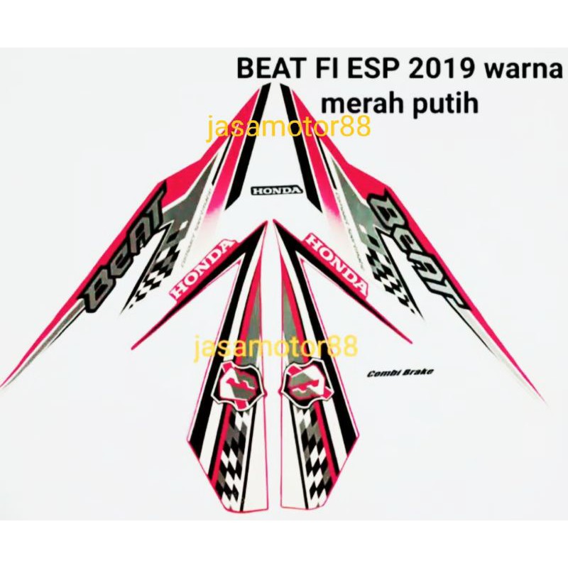 Jual LIS STRIPING STIKER HONDA BEAT F1 ESP 2019 WARNA MERAH PUTIH