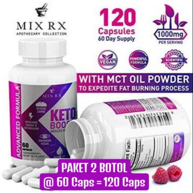 Jual Paket 2 Botol MIX RX KETO DIET BOOST 60 PILLS WITH EXOGENOUS