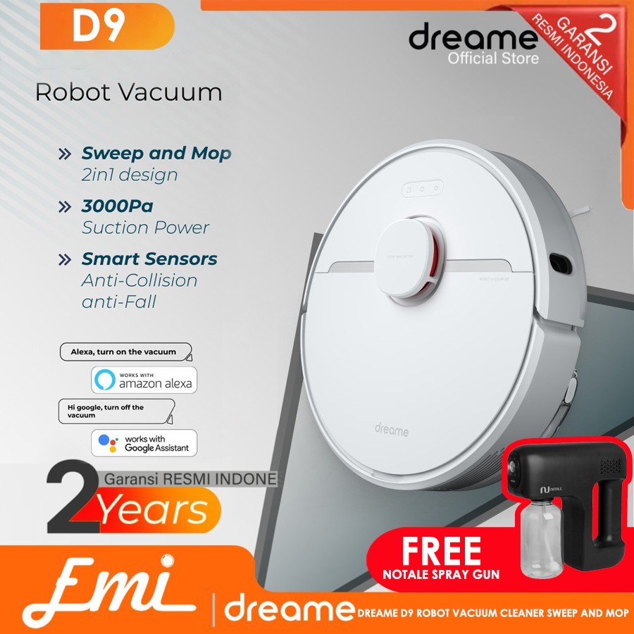 Jual Dreame D9 Robot Vacuum Cleaner Sweep and Mop 3000Pa Vacuum Sapu