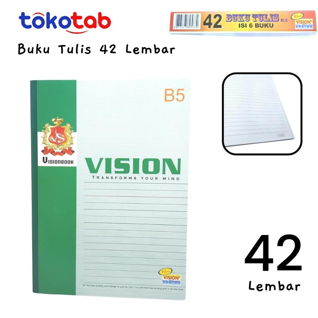 Jual Tokotab - [Pak] Buku Tulis Ukuran Boxy VISION 42 Lembar | Shopee ...