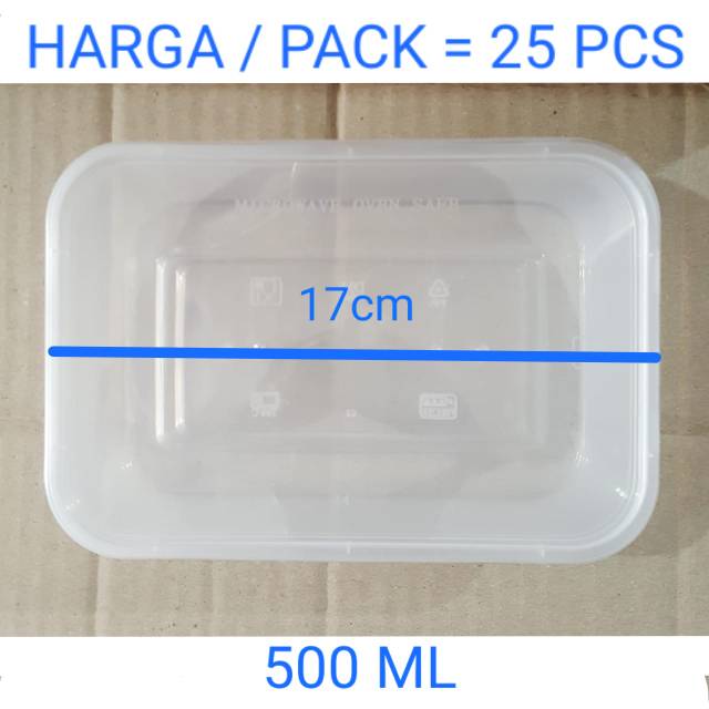 Jual Thin Wall Container 500 Ml Tepak Makan Plastik Kotak Makan Plastik 25 Pcs Shopee 2747