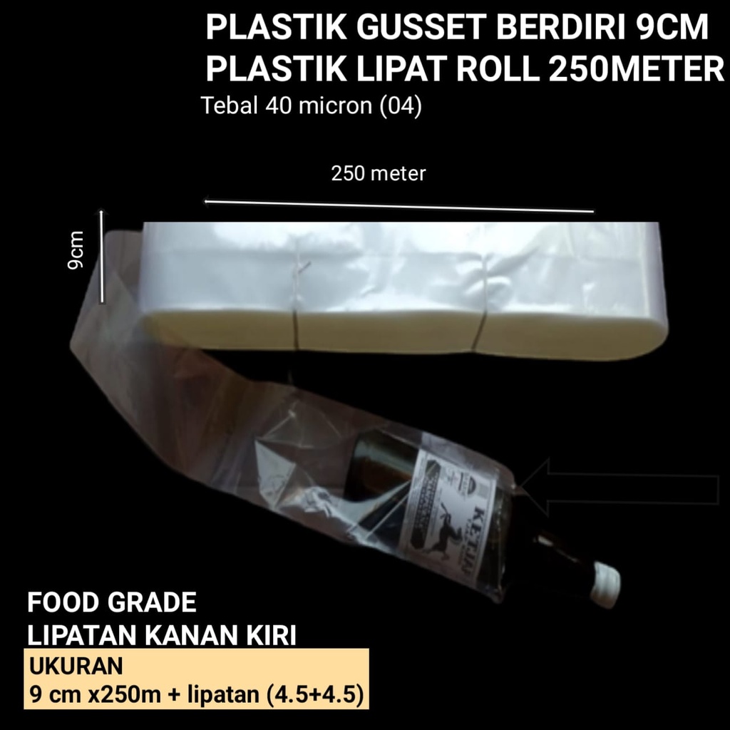 Jual PLASTIK GUSSET 9CM ROLL 250 METER TRANSPARAN | Shopee Indonesia