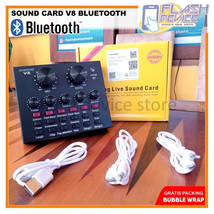 Jual SoundCard Audio V8 Bluetooth Mixer Broadcast Microphone Headset